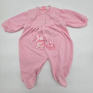 Vintage Friemanit Pink Polka Dot Bubble Footed Pajamas Jumper Size 9M